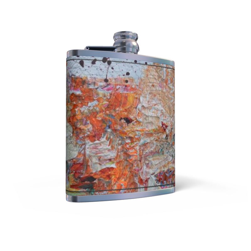 Leather Wrapped Hip Flask: Brights Texture Artwork