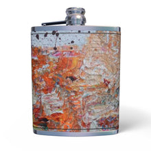 Load image into Gallery viewer, Leather Wrapped Hip Flask: Brights Texture Artwork