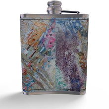 Load image into Gallery viewer, Leather Wrapped Hip Flask: Brights Texture Artwork