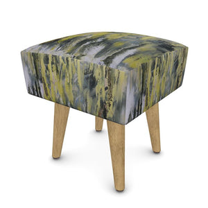 Footstool (Round, Square, Hexagonal) Forest Green Abstract Artwork