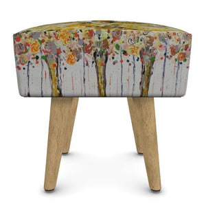 Footstool (Round, Square, Hexagonal): Amber Wood Flower Trees