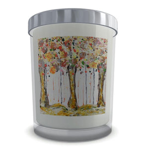 Set Candle in Glass: Amber Wood Flower Trees