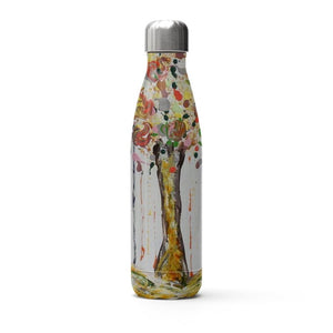Stainless Steel Thermal Bottle: Amber Wood Flower Trees
